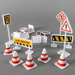 15-in-1 Road Sign Model Toy City Traffic Barrier Signal Light DIY