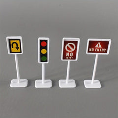 15-in-1 Road Sign Model Toy City Traffic Barrier Signal Light DIY