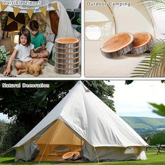 3D Wooden Trunk Round Pillow - Natural Wood Cushion