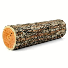 3D Wooden Trunk Round Pillow - Natural Wood Cushion