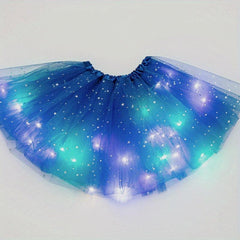 LED Light Flower Princess Tutu Skirt Fairy Costume For Girl