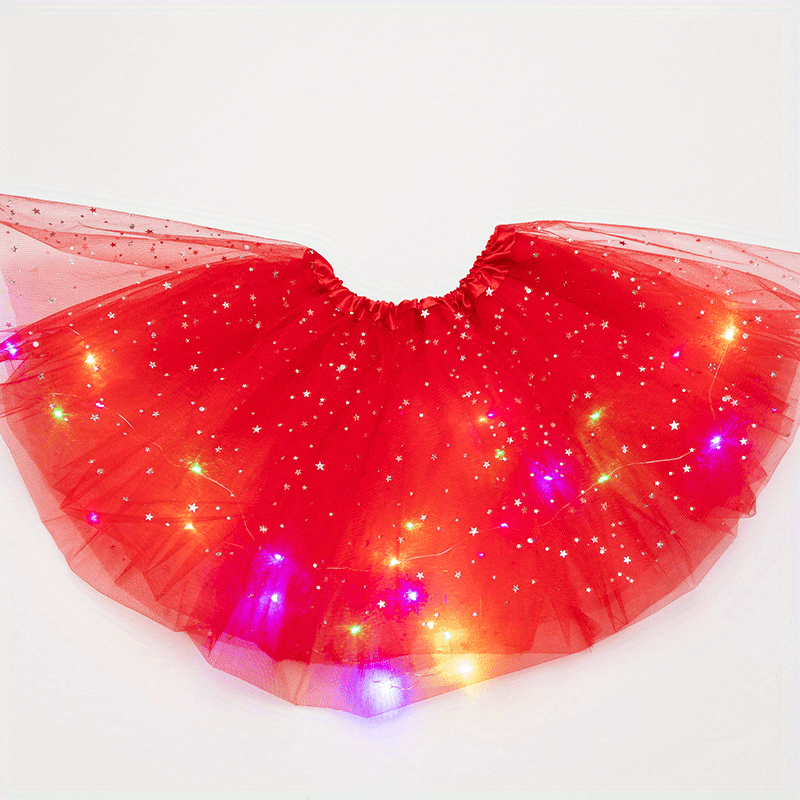 LED Light Flower Princess Tutu Skirt Fairy Costume For Girl