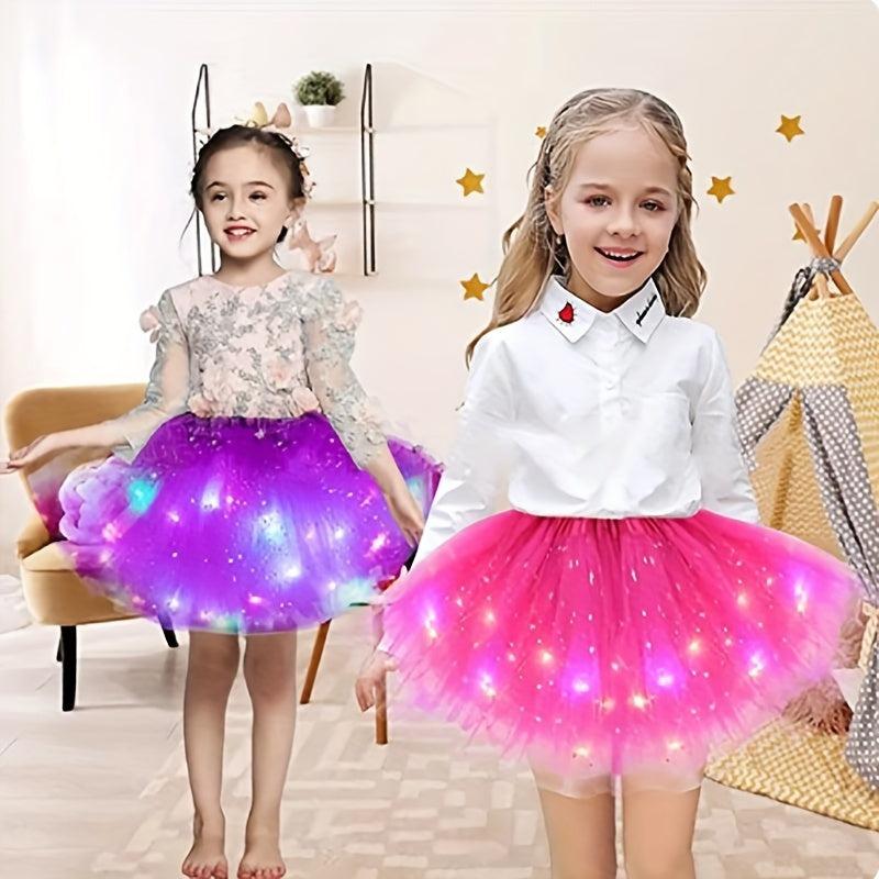 LED Light Flower Princess Tutu Skirt Fairy Costume For Girl