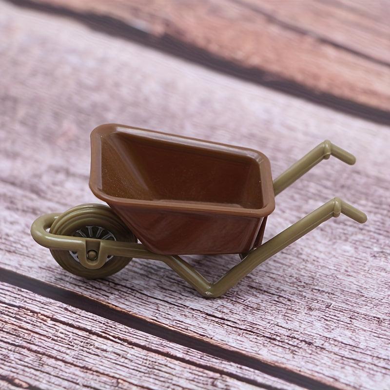 2pcs Farm Tool Model Small Trailer Dollhouse Mini Plastic Cart
