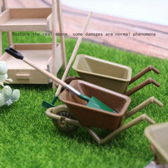 2pcs Farm Tool Model Small Trailer Dollhouse Mini Plastic Cart