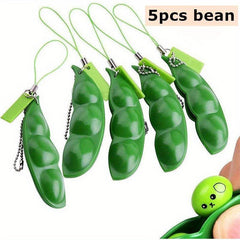 5pcs Fidget Toys Bundle Edamame Beans Keychain Stress Adult Toy