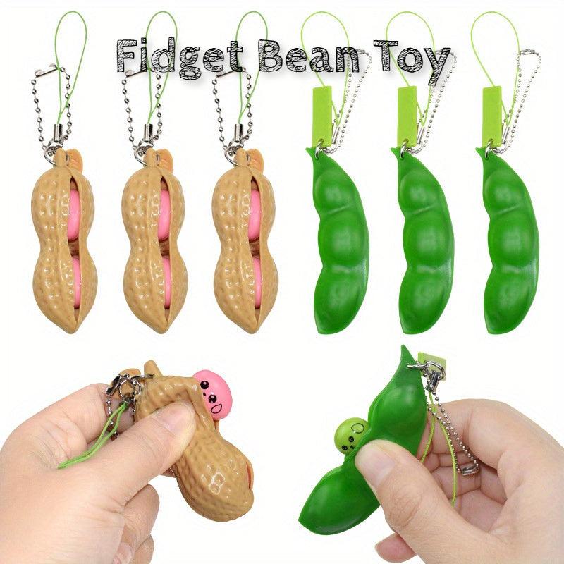 5pcs Fidget Toys Bundle Edamame Beans Keychain Stress Adult Toy