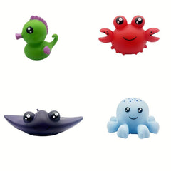 Bath Toys Marine Animal Toys Light Up Floating Rubber Toys Flashing