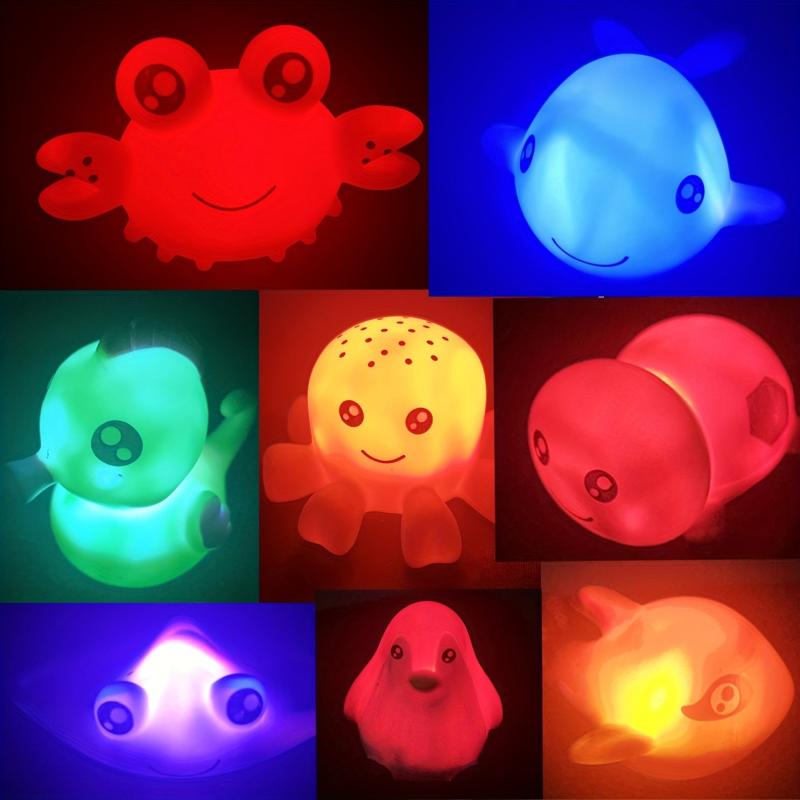 Bath Toys Marine Animal Toys Light Up Floating Rubber Toys Flashing
