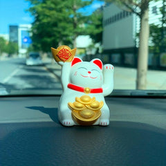 Solar Powered Waving Hand Cat Good Luck Fortune Ornament