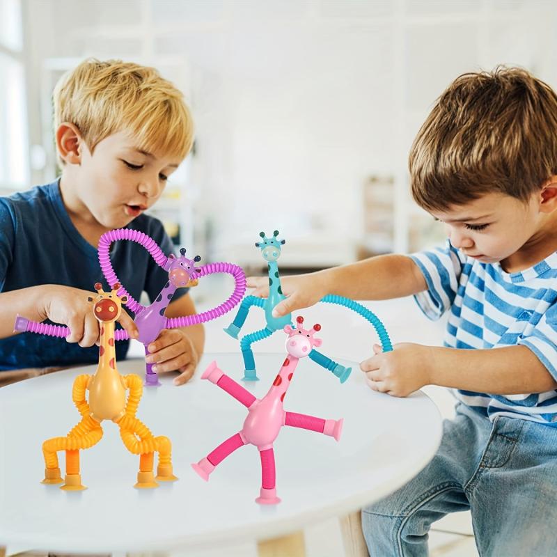 Qievosoy Telescopic Giraffe Suction Toys Cartoon Educational Toys