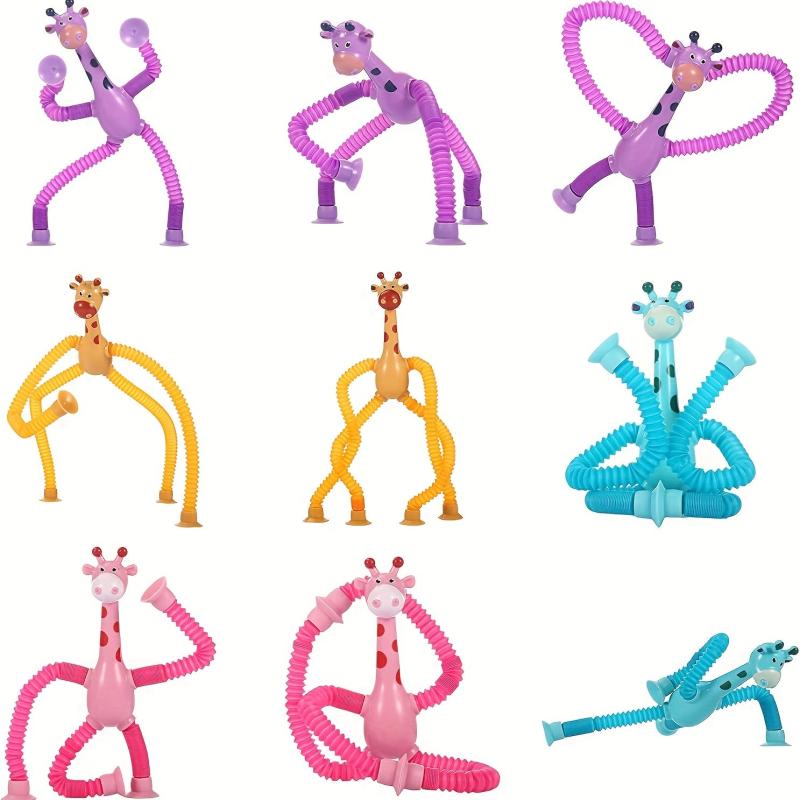 Qievosoy Telescopic Giraffe Suction Toys Cartoon Educational Toys