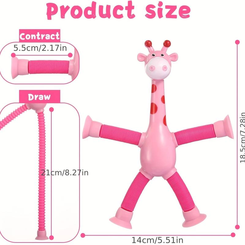 Qievosoy Telescopic Giraffe Suction Toys Cartoon Educational Toys