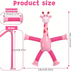 Qievosoy Telescopic Giraffe Suction Toys Cartoon Educational Toys