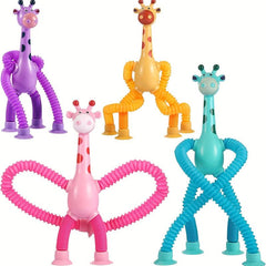 Qievosoy Telescopic Giraffe Suction Toys Cartoon Educational Toys