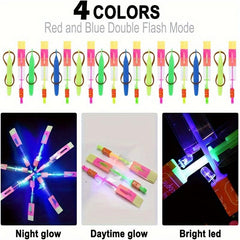 Glow Flying Toys Set Slingshot LED Copters Birthday Party Favors Outdoor Game