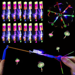 Glow Flying Toys Set Slingshot LED Copters Birthday Party Favors Outdoor Game