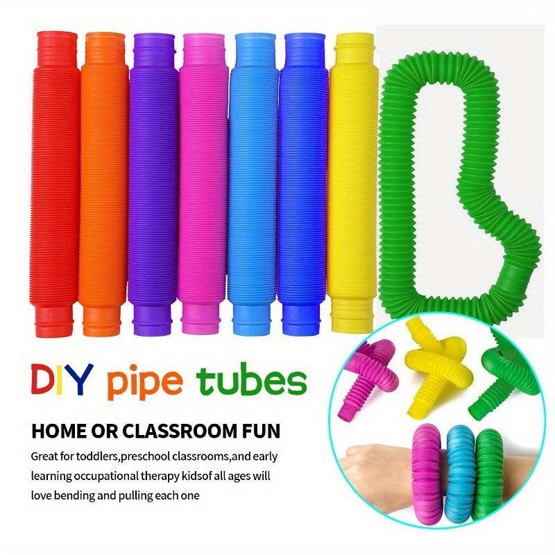 8pcs Pop Tubes Sensory Toys for Kids, Fidget Toddler Travel Toy Idea