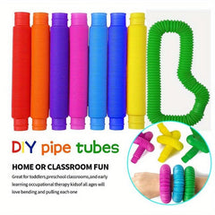 8pcs Pop Tubes Sensory Toys for Kids, Fidget Toddler Travel Toy Idea