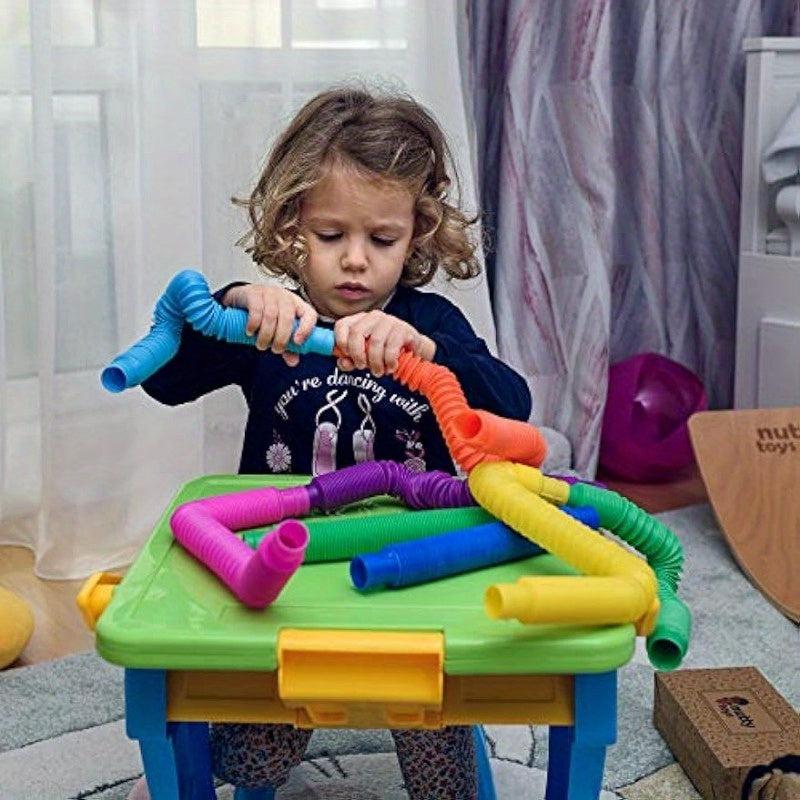 8pcs Pop Tubes Sensory Toys for Kids, Fidget Toddler Travel Toy Idea