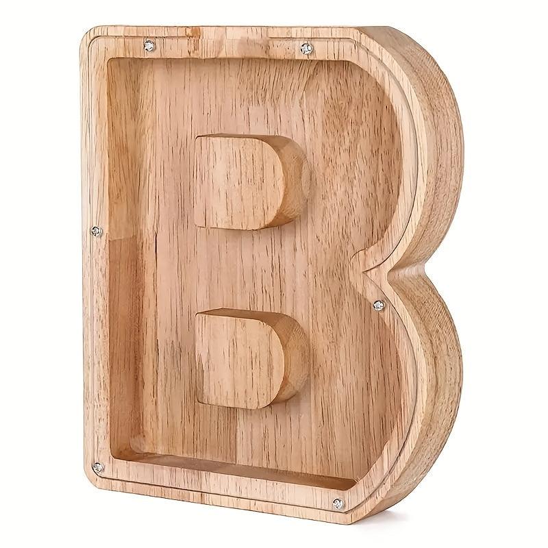 Wooden Letter Piggy Bank Glass Coin Piggy Bank