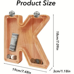 Wooden Letter Piggy Bank Glass Coin Piggy Bank