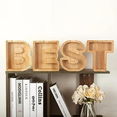 Wooden Letter Piggy Bank Glass Coin Piggy Bank