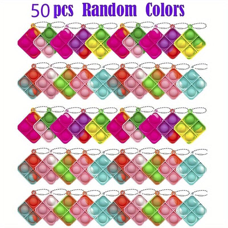 50pcs Mini Pop Push Fidget Toy Keychain Anti Anxiety Stress Relief Hand Toy