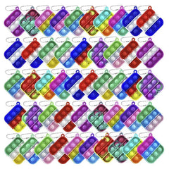 50pcs Mini Pop Push Fidget Toy Keychain Anti Anxiety Stress Relief Hand Toy