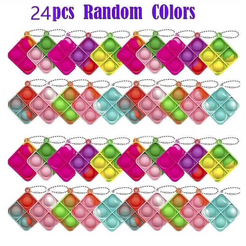 50pcs Mini Pop Push Fidget Toy Keychain Anti Anxiety Stress Relief Hand Toy
