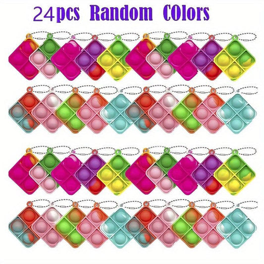50pcs Mini Pop Push Fidget Toy Keychain Anti Anxiety Stress Relief Hand Toy