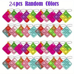 50pcs Mini Pop Push Fidget Toy Keychain Anti Anxiety Stress Relief Hand Toy