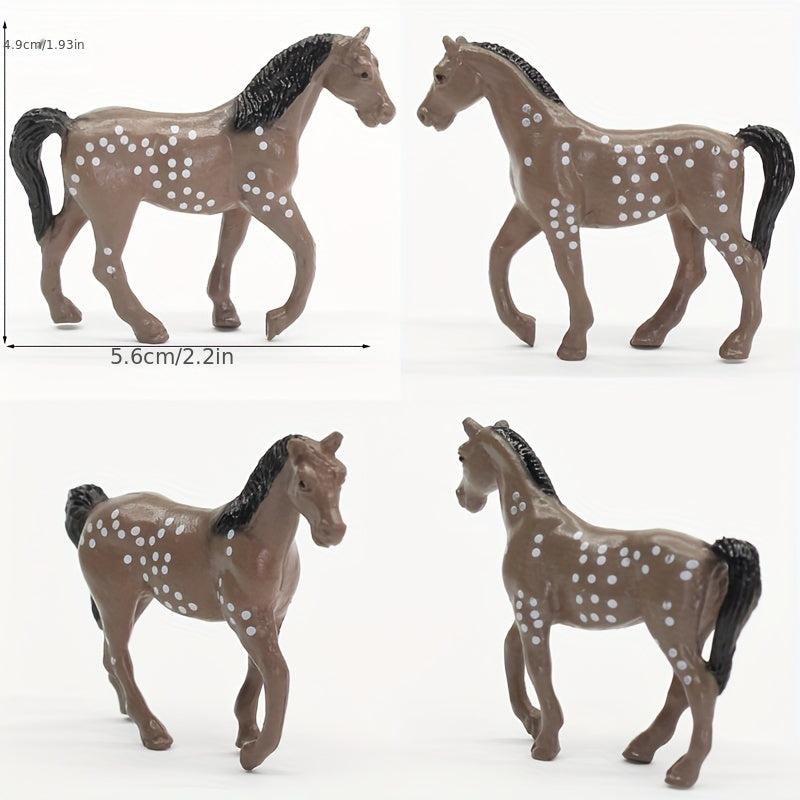 8 Pcs Mini Farm Horse Toy Set with 6 Pcs Fence