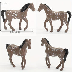 8 Pcs Mini Farm Horse Toy Set with 6 Pcs Fence