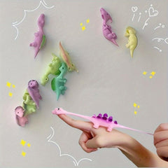 10pcs Ejection Dinosaur Finger Toy Soft Glue Tpr Gift
