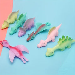 10pcs Ejection Dinosaur Finger Toy Soft Glue Tpr Gift