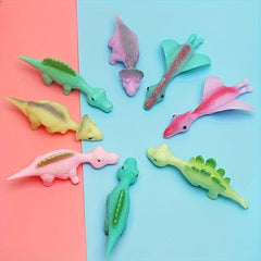10pcs Ejection Dinosaur Finger Toy Soft Glue Tpr Gift