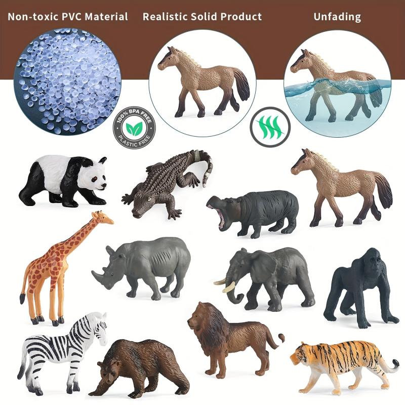 Mini Safari Animal Figures Toy 12PCS Plastic Tiny Forest Jungle Zoo Animals
