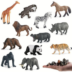 Mini Safari Animal Figures Toy 12PCS Plastic Tiny Forest Jungle Zoo Animals