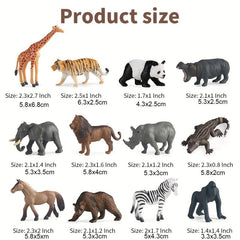 Mini Safari Animal Figures Toy 12PCS Plastic Tiny Forest Jungle Zoo Animals