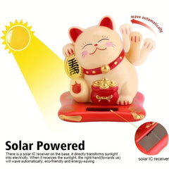 Solar Waving Cat Lucky Cat Ornament Home Car Decor