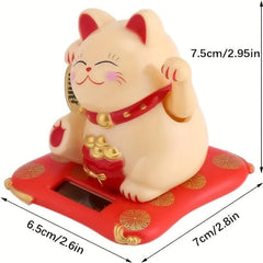 Solar Waving Cat Lucky Cat Ornament Home Car Decor