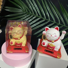Solar Waving Cat Lucky Cat Ornament Home Car Decor