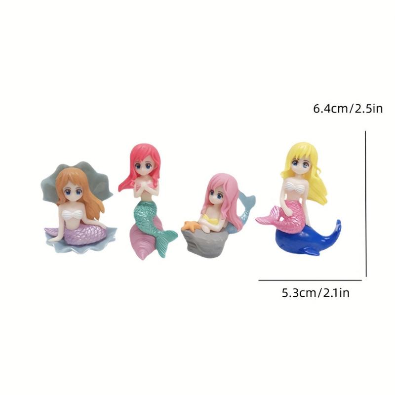 4pcs Mermaid Figurines Collectible Toys PVC Car Ornaments Dolls Plant Micro land