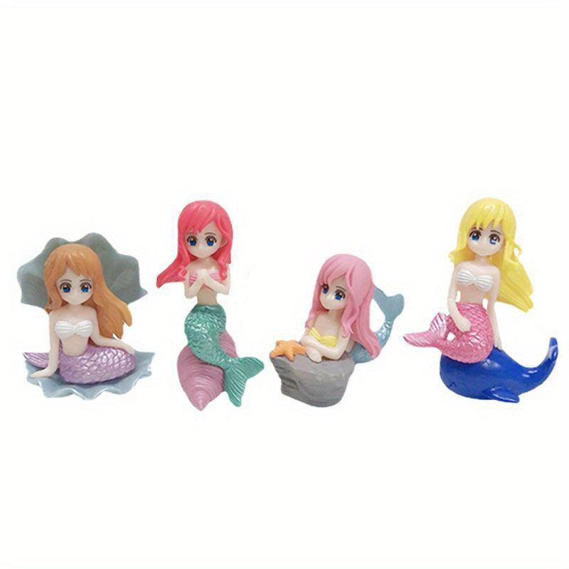 4pcs Mermaid Figurines Collectible Toys PVC Car Ornaments Dolls Plant Micro land