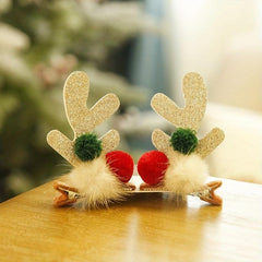 2pcs Pair Christmas Hair Clips Reindeer Antlers Hair Pins Xmas Party