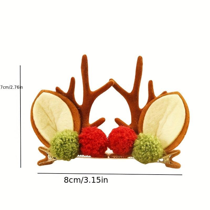 2pcs Pair Christmas Hair Clips Reindeer Antlers Hair Pins Xmas Party