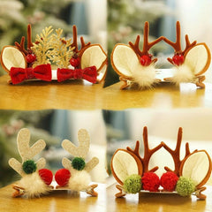 2pcs Pair Christmas Hair Clips Reindeer Antlers Hair Pins Xmas Party