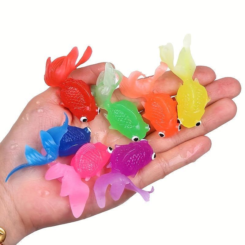 10Pcs Multicolor Rubber Goldfish Bath Toy Water Play Games Toys
