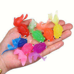 10Pcs Multicolor Rubber Goldfish Bath Toy Water Play Games Toys